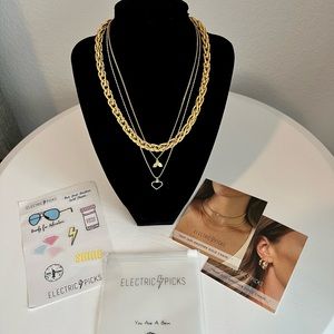 NWT Electric Picks “LKS” - Rise/Promise/Pippa Yellow Gold Chain Necklace Set